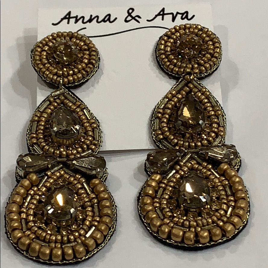Anna Ava Bead Rhinestone Earrings 16$